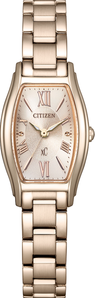 萬年鐘錶 - Citizen 星辰錶  XC   櫻花粉金酒桶型優雅光動能女錶 EW5546-56X  錶徑19.5MM