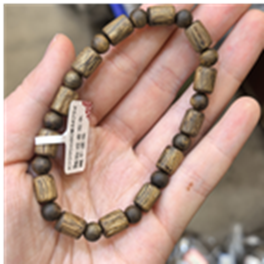 WB015 心若蓮華沉香 綠棋手鏈桶珠0.6+圓珠0.6