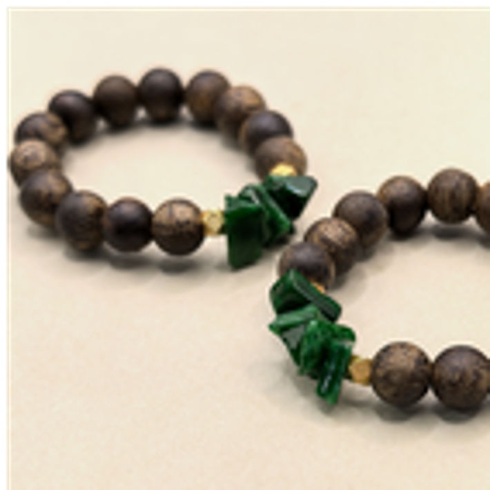 WB049 心若蓮華沉香 綠棋戒指0.4+翡翠碎片珠+銀鍍金配飾