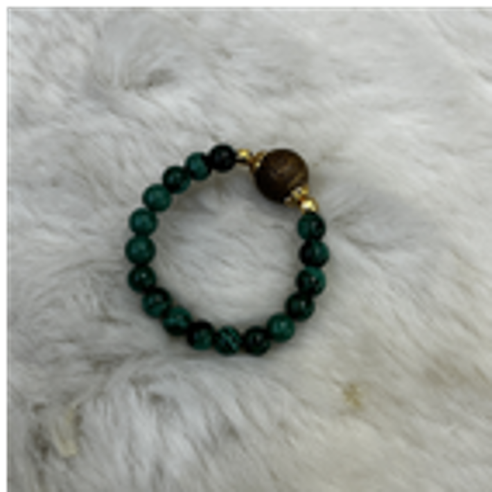 WB046 心若蓮華沉香 孔雀石戒指0.3+圓珠0.6+銀配飾