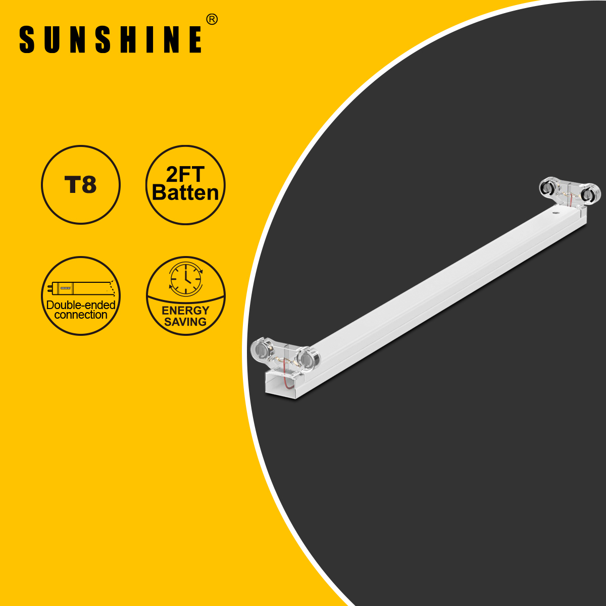 2尺/3尺/4尺/5尺 LED T8 水晶頭可折疊雙端光管支架 [LT8]