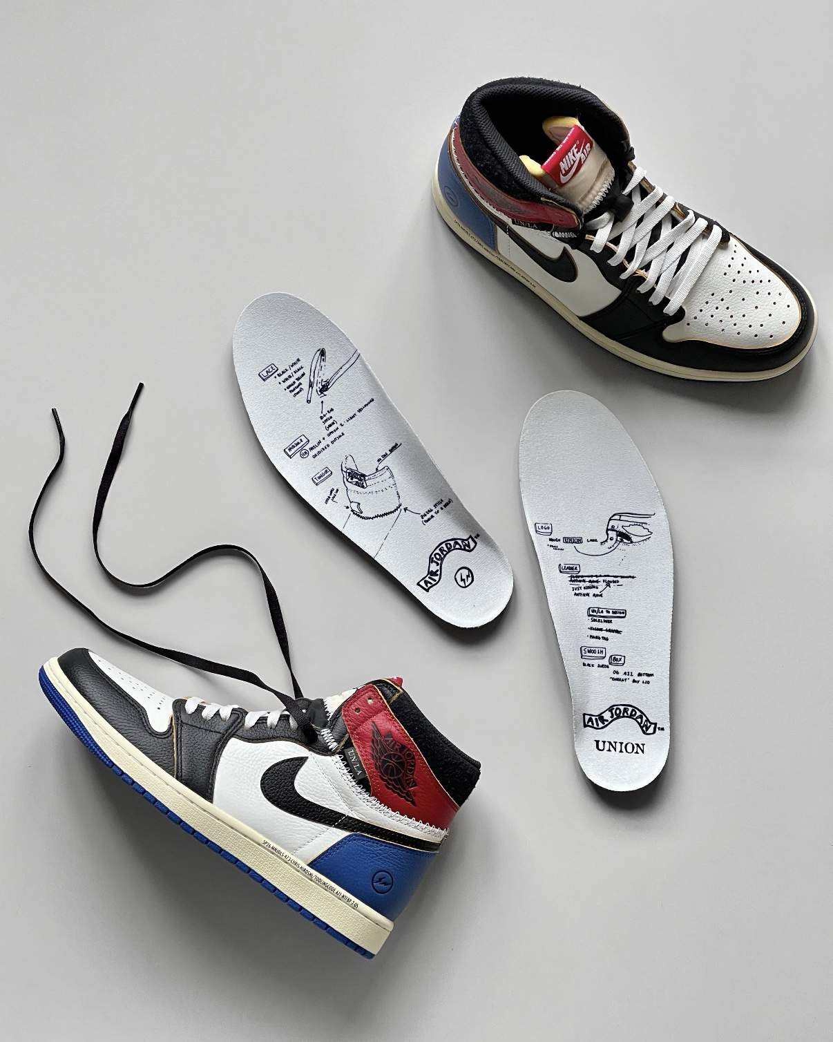 Nike Air Jordan 1 High OG x Union x Fragment 三方聯名 紅藍黑 閃電 藤原浩 高筒 休閒鞋 男女鞋