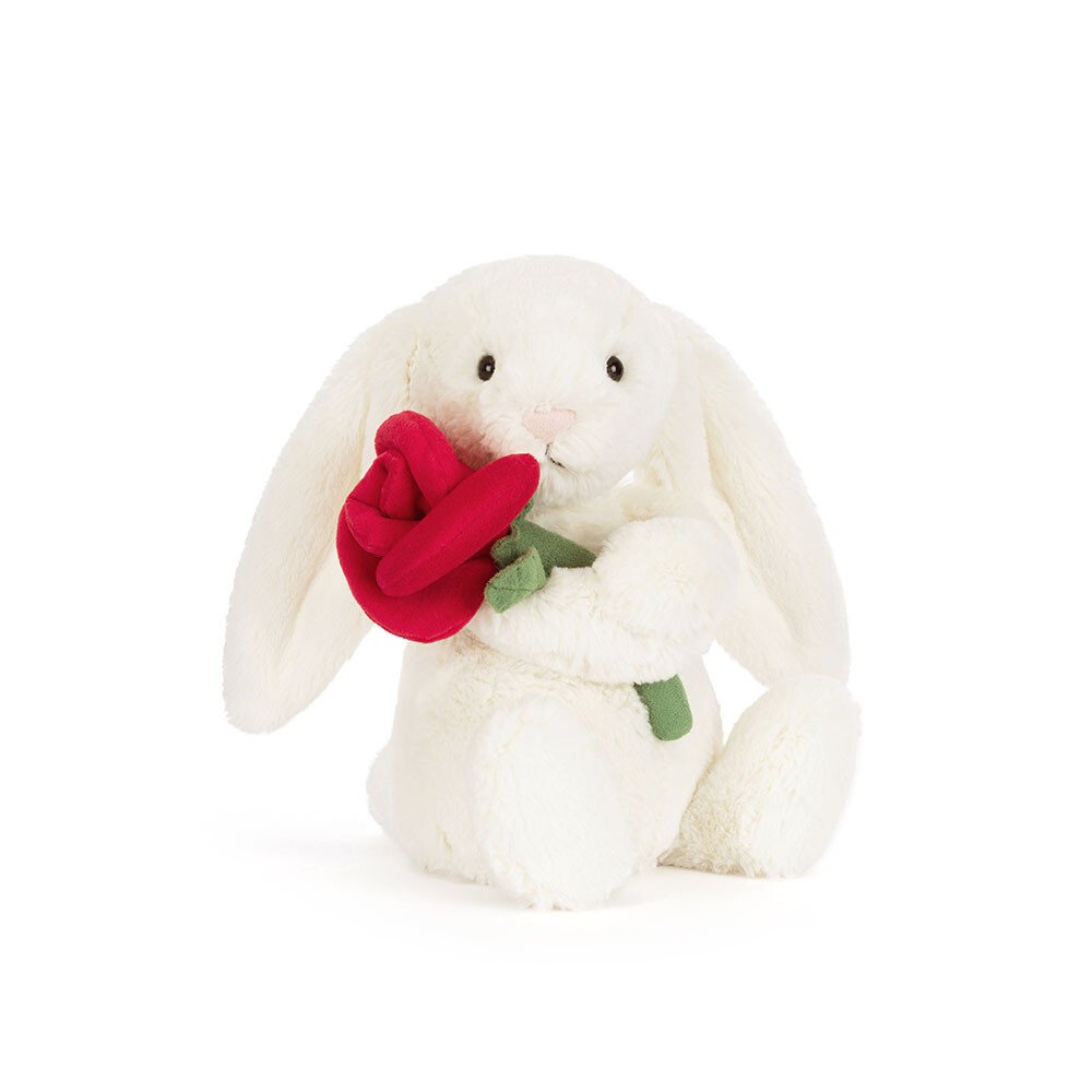 JELLYCAT 抱玫瑰花兔仔 Bashful Cream Bunny with Rose