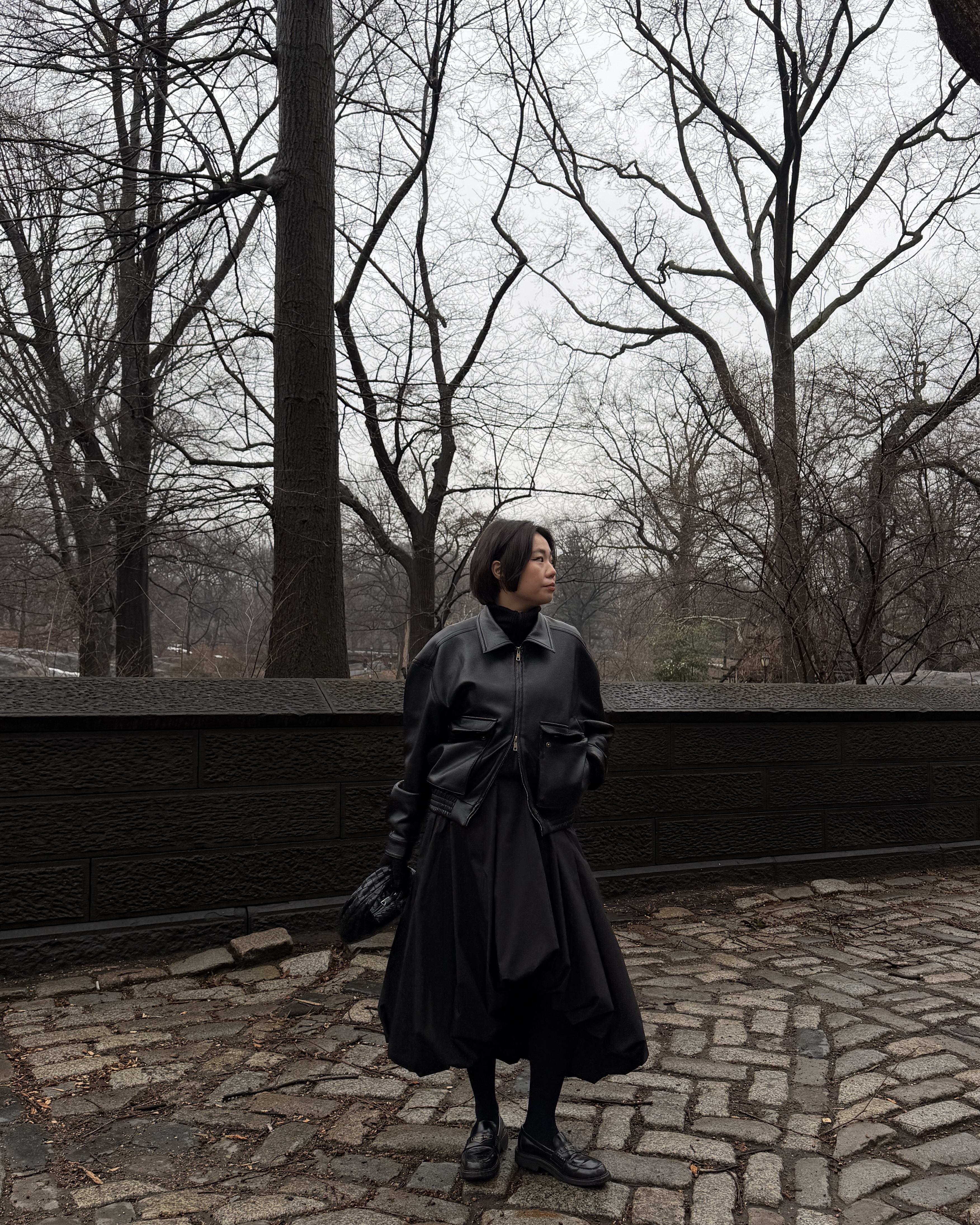 Faux cropped leather jacket