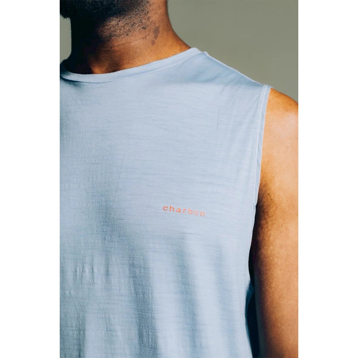 charbon】REDA WOOL DIP DYE SLEEVELESS T-SHIRT・LIGHT BLU