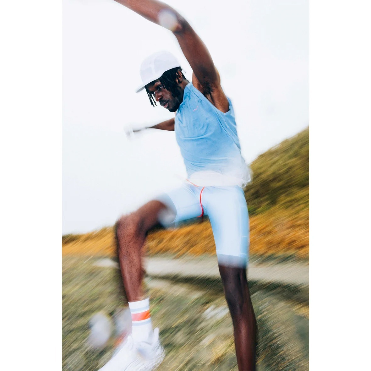 charbon】REDA WOOL DIP DYE SLEEVELESS T-SHIRT・LIGHT BLU