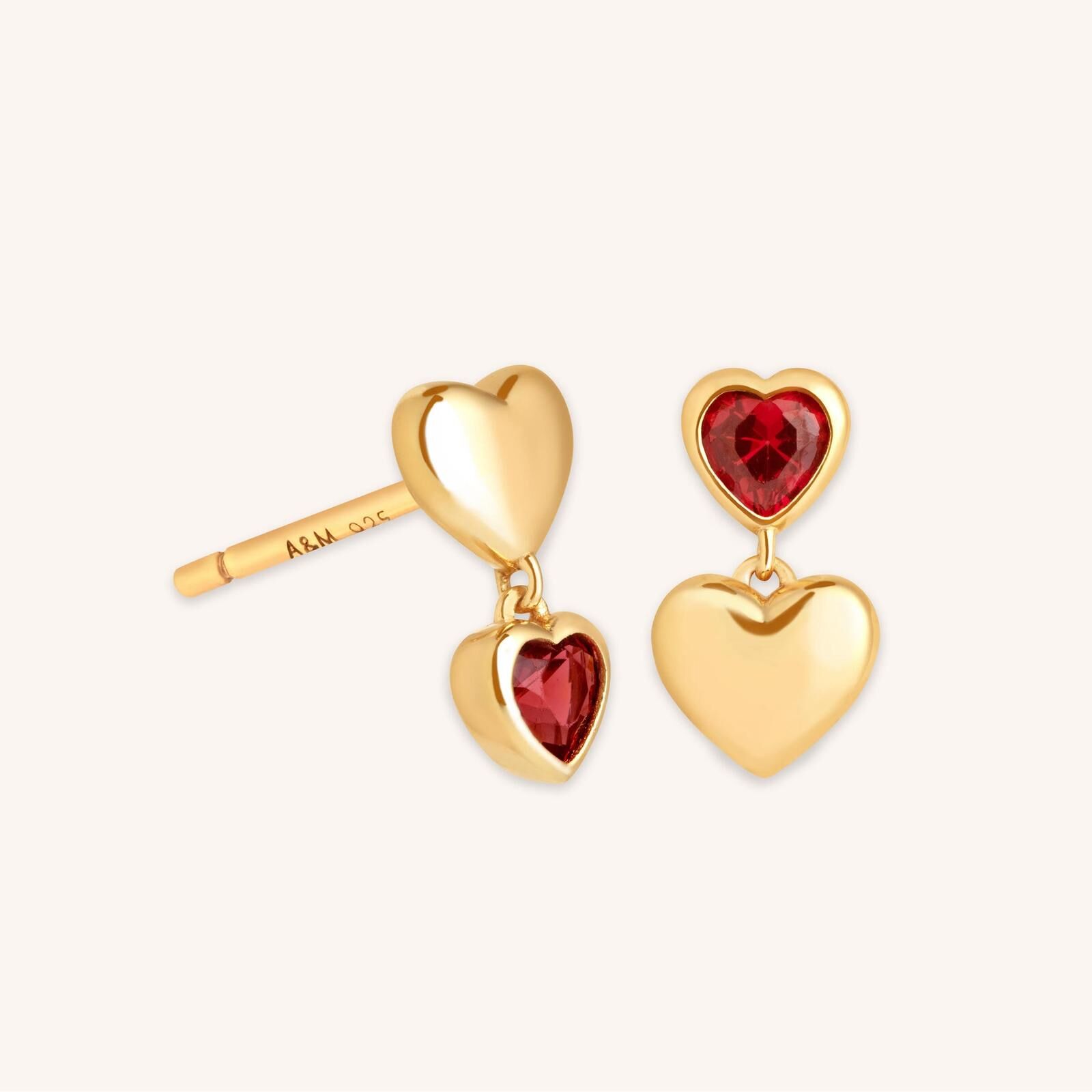 英國代購 (獨立訂單)-ASTRIO & MIYU Red Heart Drop Studs in Gold