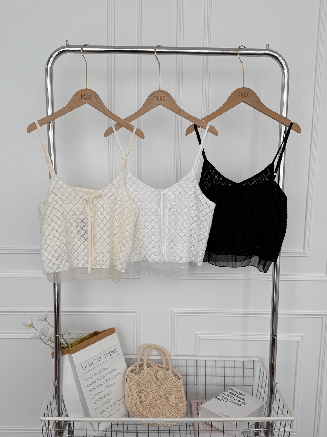 法朵Fado shop｜花菱格雙層綁帶背心 1705001 三色