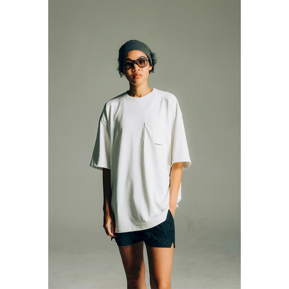 charbon POCKET DRY BIG T-SHIRT Sサイズ charbon】快乾口袋寬版跑步T 恤・白