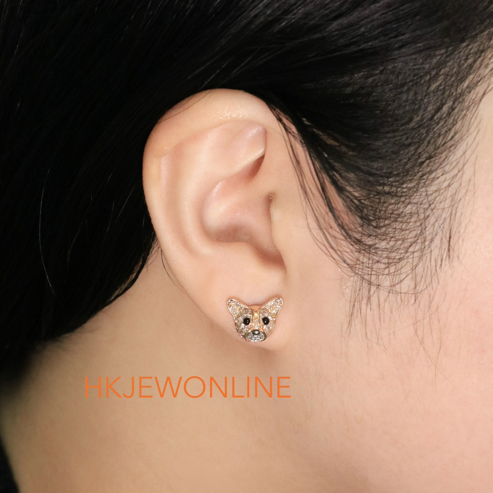 18K Rose Gold Diamond Corgi Collection(Earrings/ Bracelet/ Necklace/ Bangle)