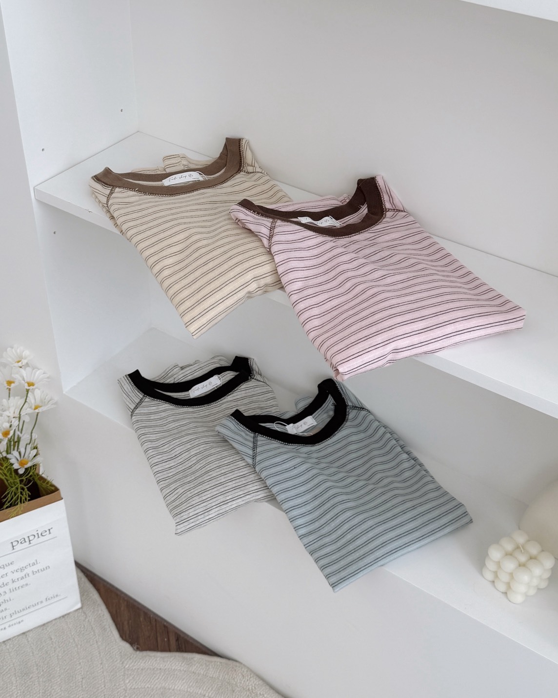 法朵Fado shop｜烘焙系列撞色條紋短T 0215042 四色