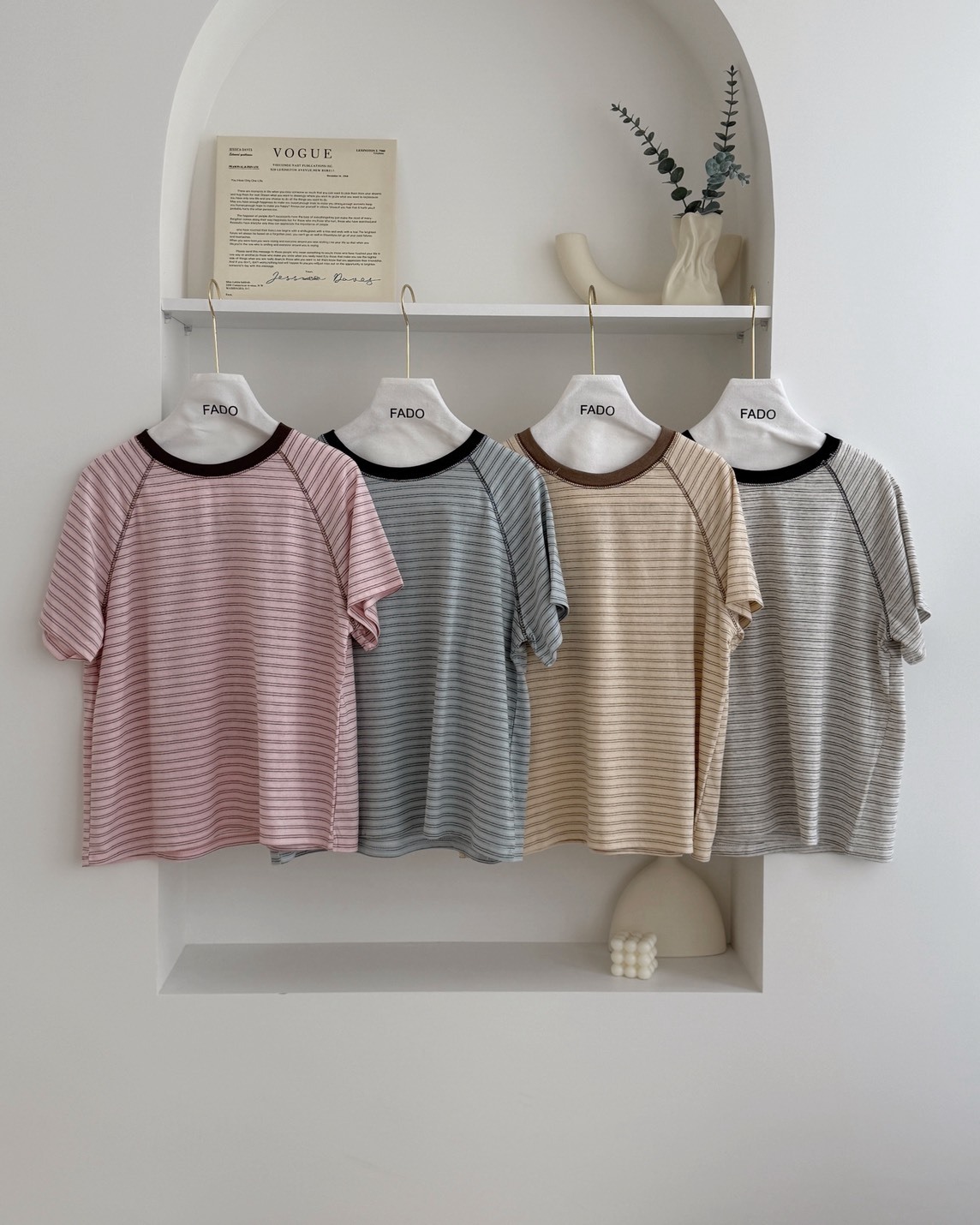 法朵Fado shop｜烘焙系列撞色條紋短T 0215042 四色