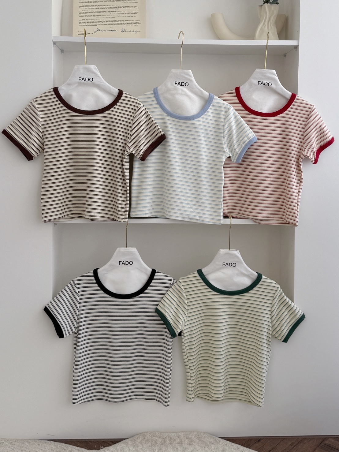 法朵Fado shop｜奶油感滾邊條紋短T 0215043 五色