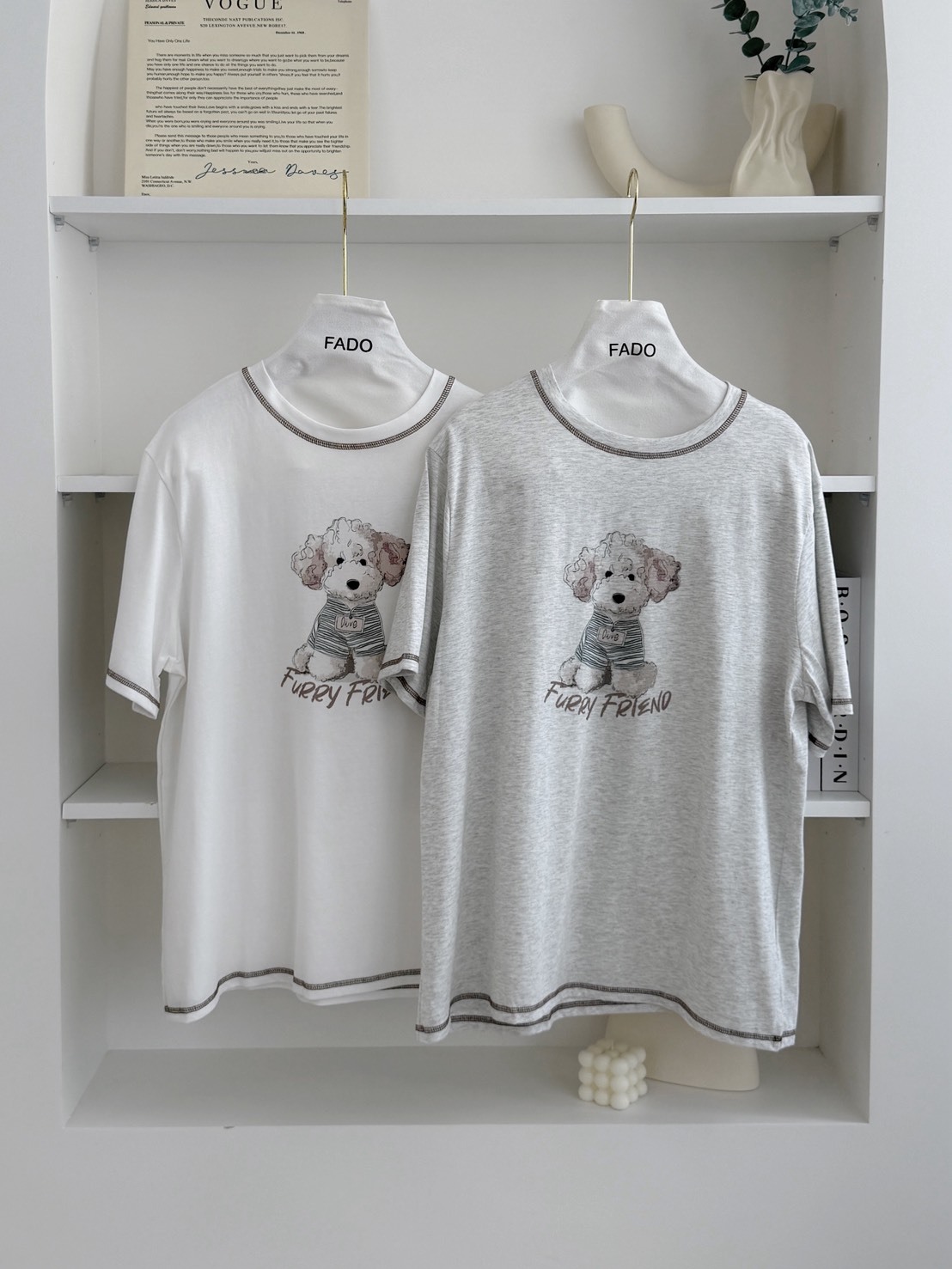 法朵Fado shop｜捲毛狗狗車線寬鬆短T 0215004 兩色