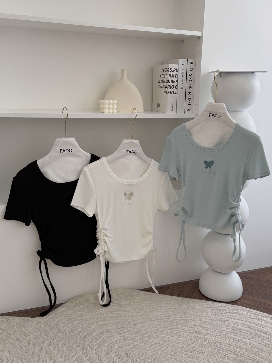 法朵Fado shop｜蝴蝶摟空抽繩短T 0215019  三色