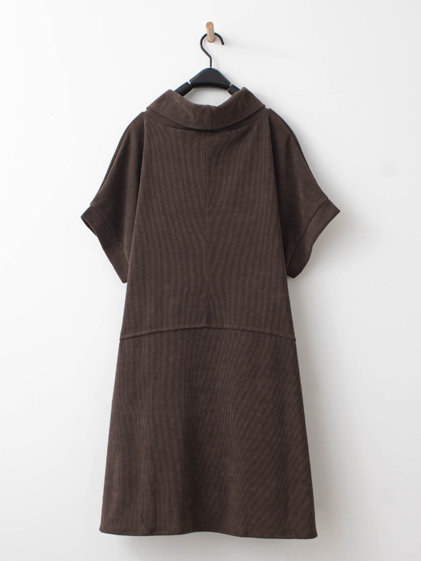 慵懶大翻領條絨長版上衣