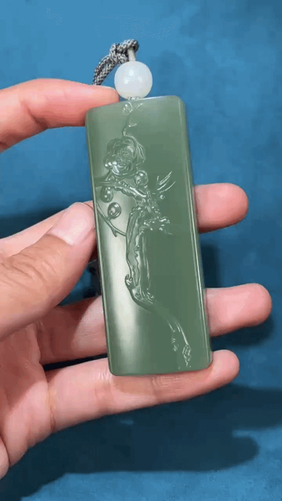 21029 和田玉碧玉傲骨鴨蛋青掛牌