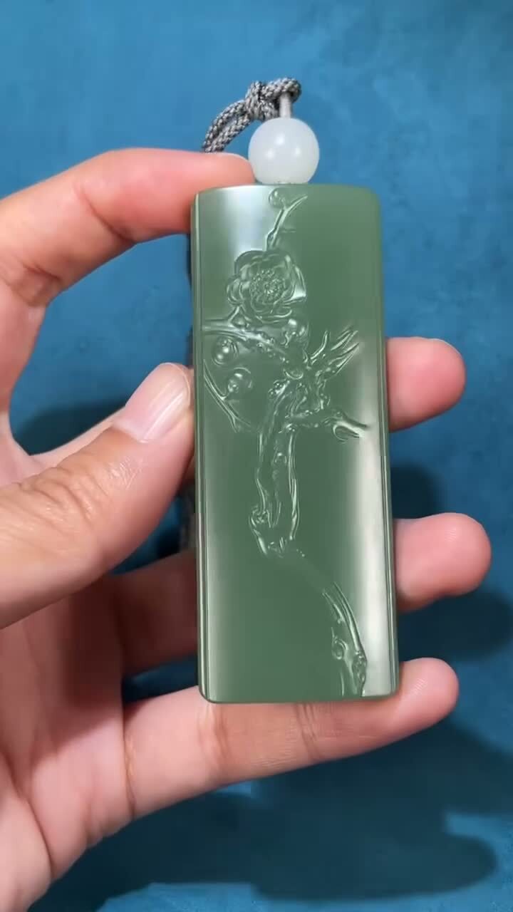 和田玉碧玉傲骨鴨蛋青掛牌,天然和田玉軟玉