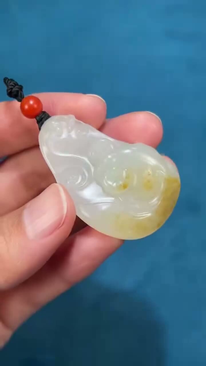 210210 和田玉籽料金玉滿堂灑金皮掛件