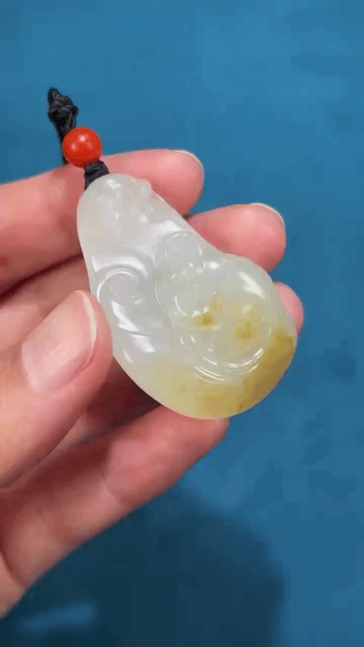 210210 和田玉籽料金玉滿堂灑金皮掛件