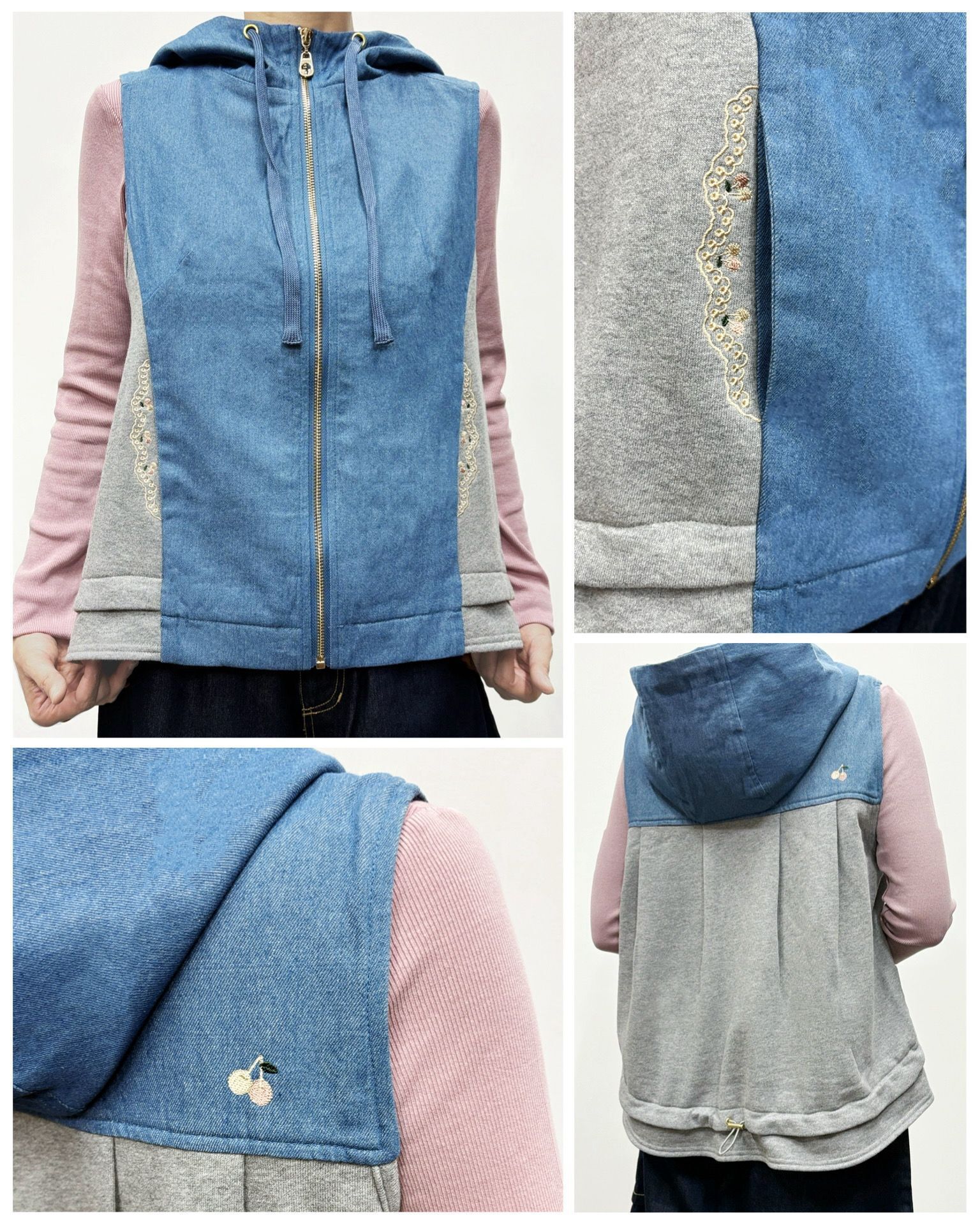 Dream  繡花牛仔併衞衣背心