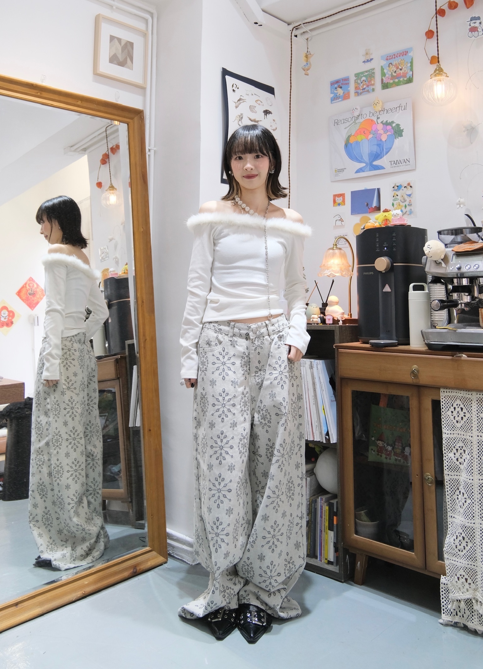 [兩色入] 超美印花pattern pants(Grey)