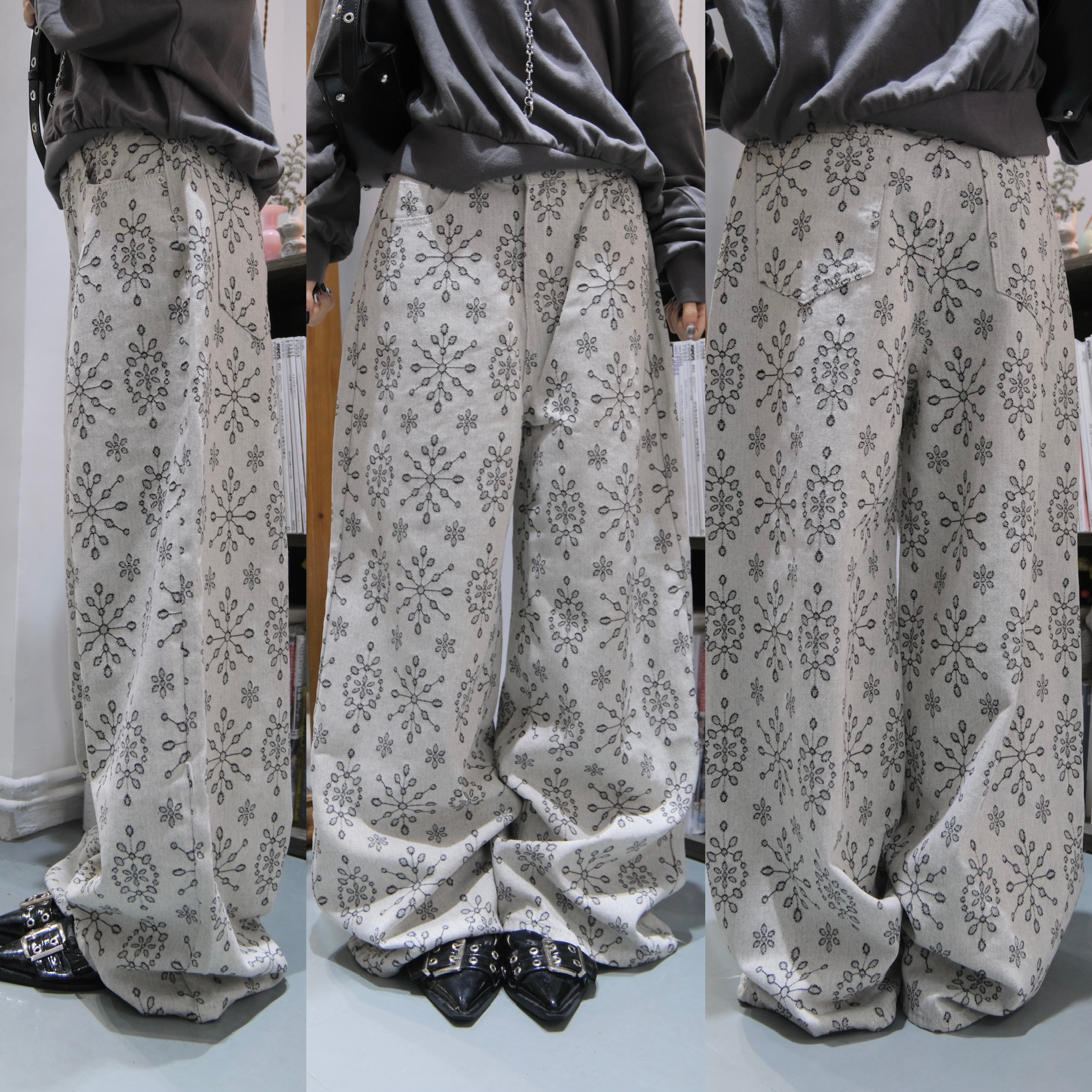 [兩色入] 超美印花pattern pants(Grey)