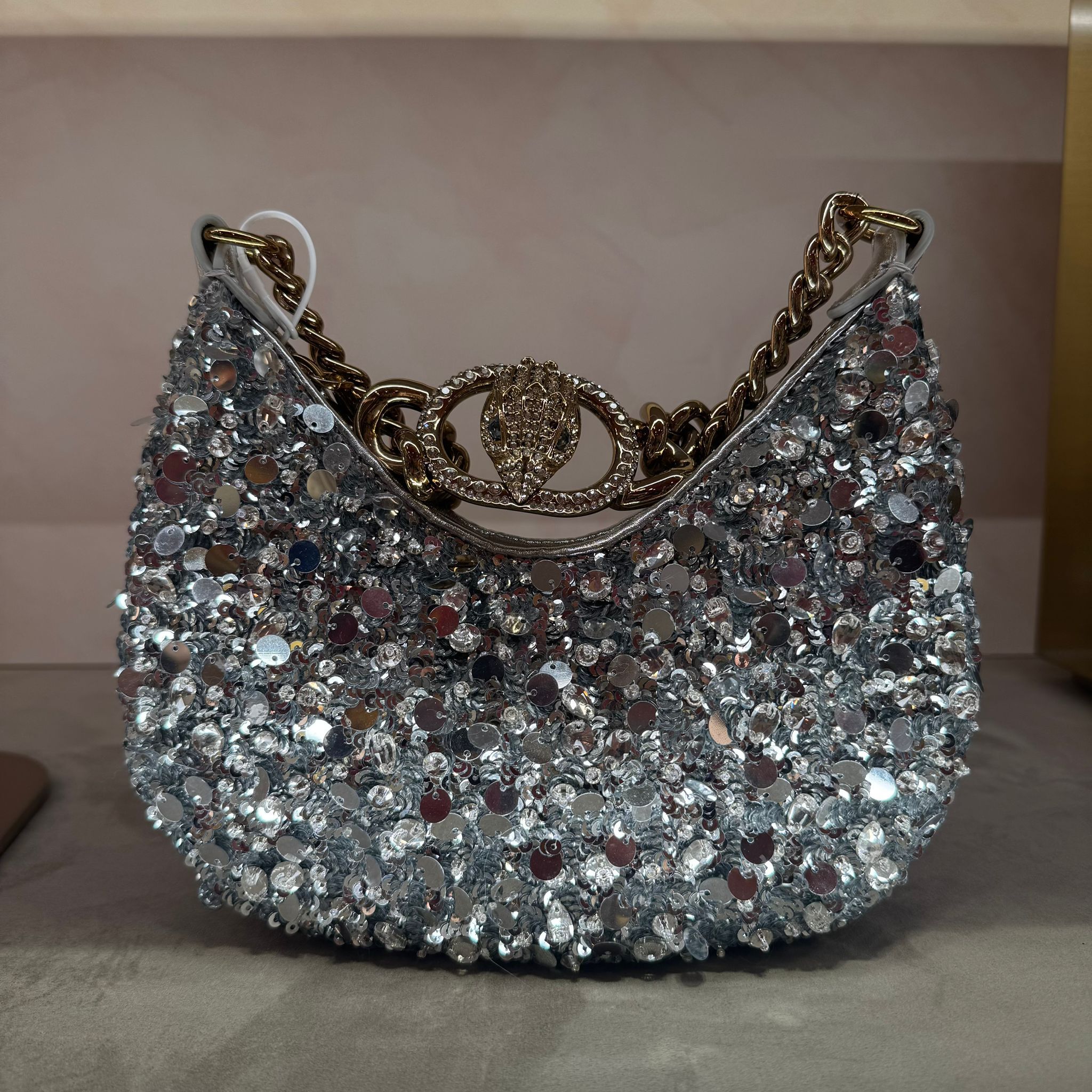 UK-GGG0305-630 Kurt Geiger 銀閃亮片包22x10x6cm (A52)