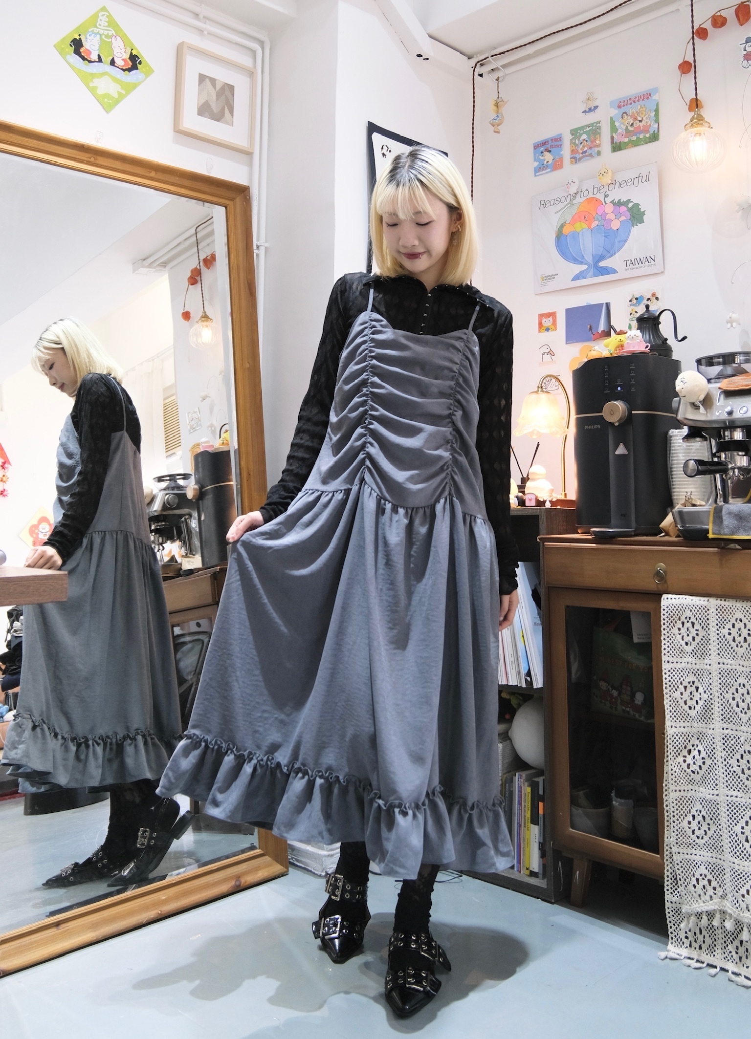 [兩色入] 抽摺摺RUFFLE OPS(Dark grey)