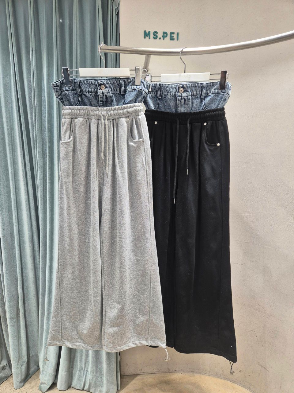 MS10H 棉拚牛仔褲/友好友好橡根腰