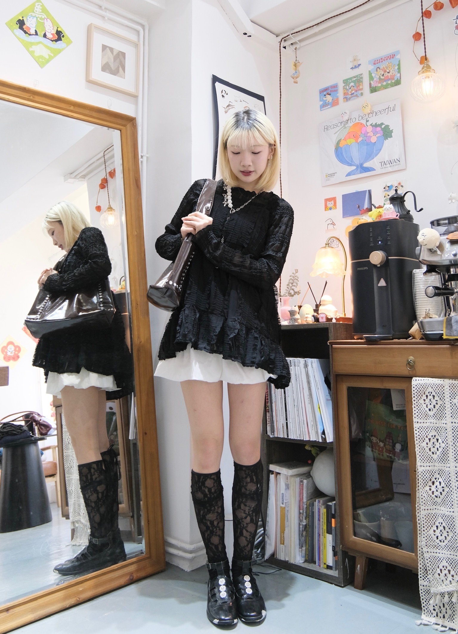 [兩色入]層紗摺摺Layer(Black)