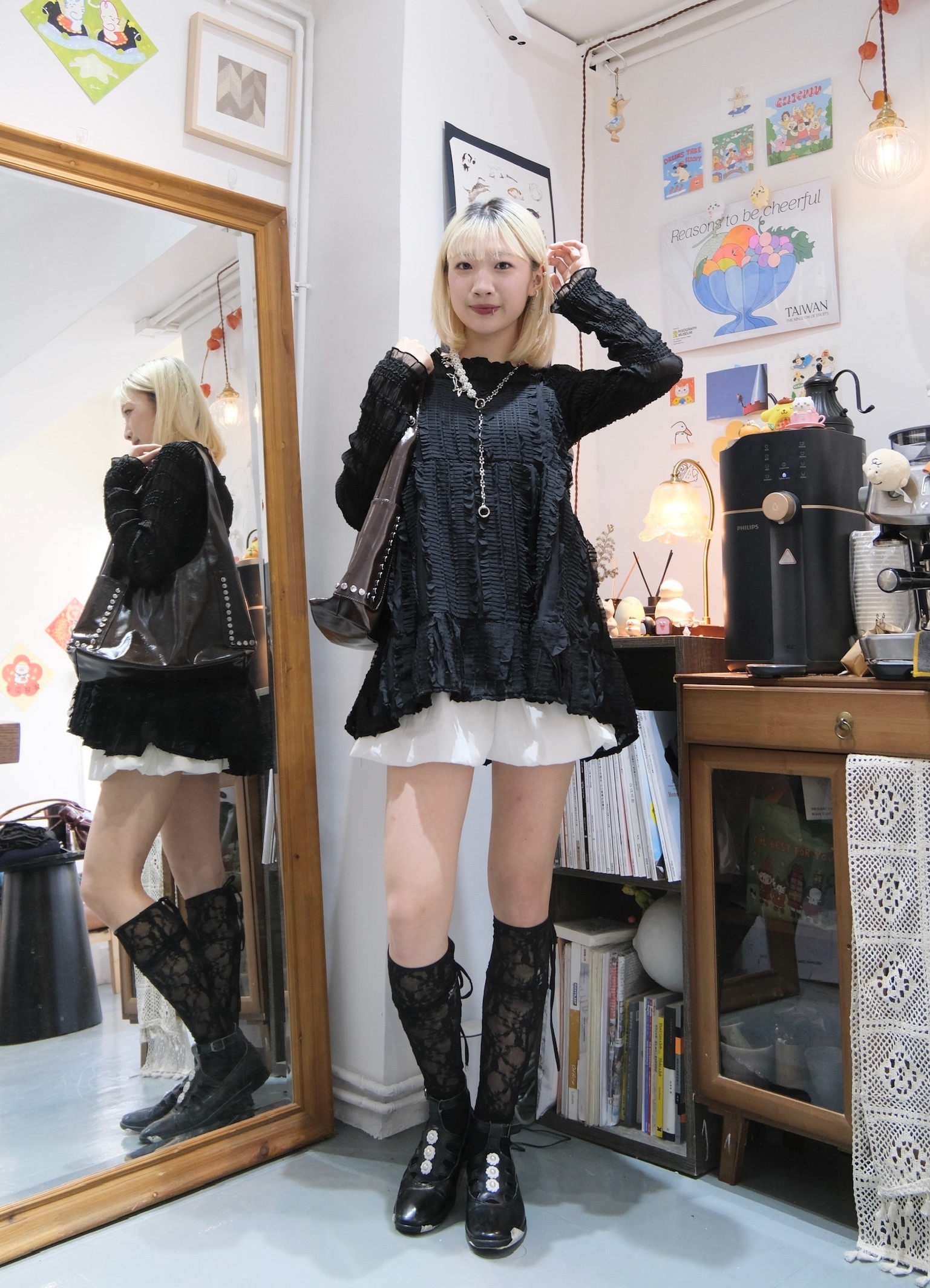 [兩色入]層紗摺摺Layer(Black)