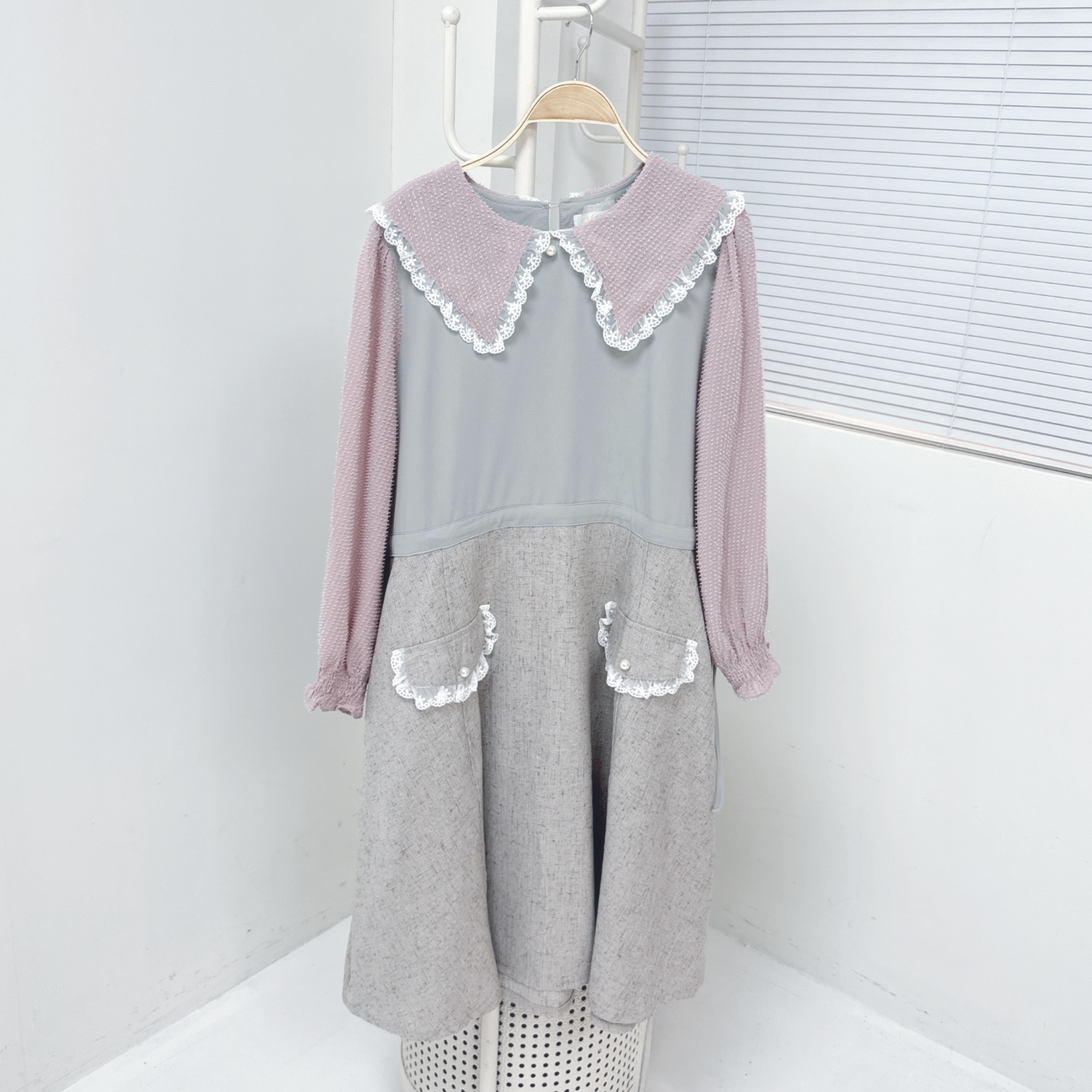 【廠家制】反領珍珠長袖OPS (K6)