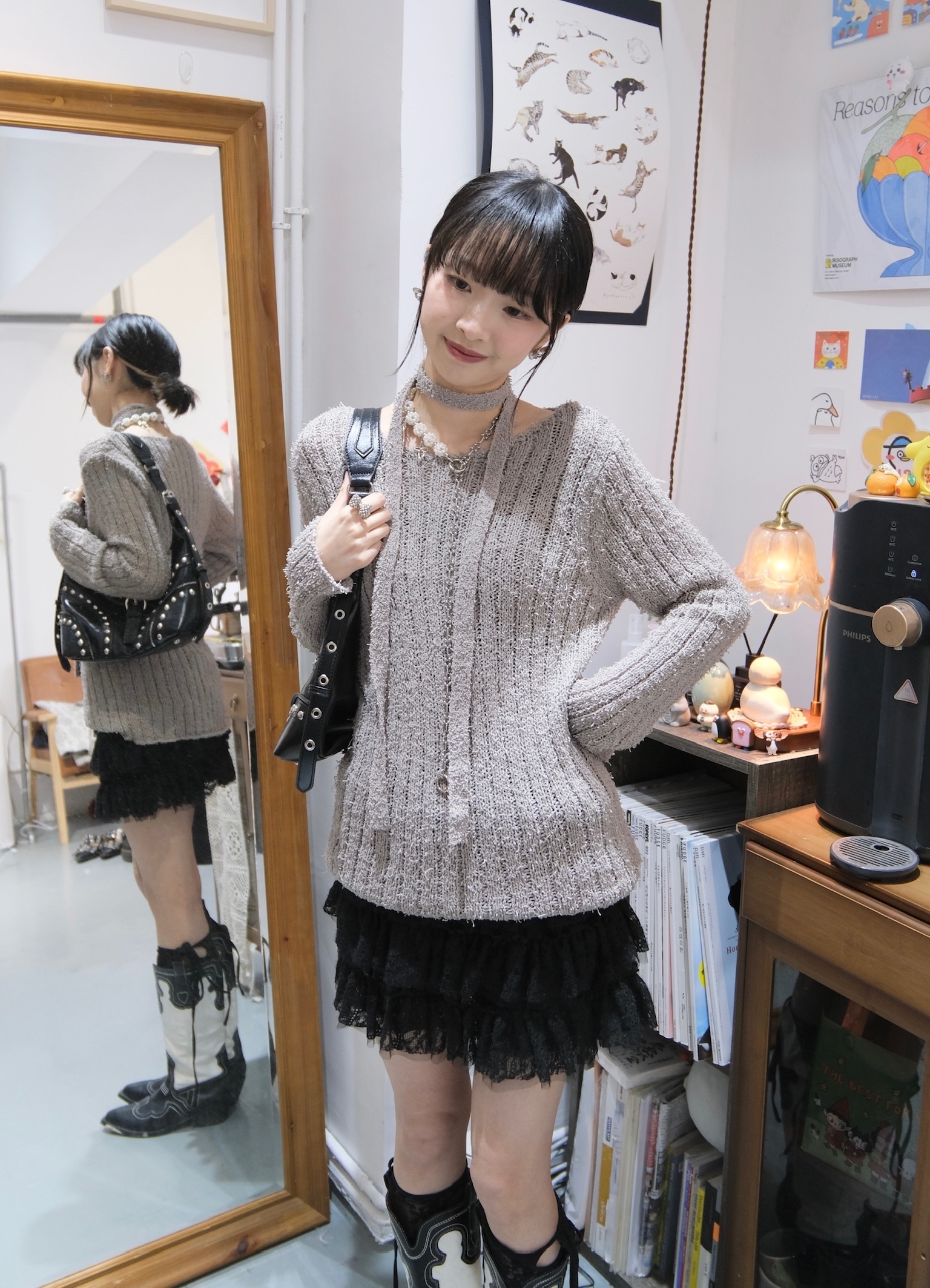 配頸帶毛冷隨性感Top