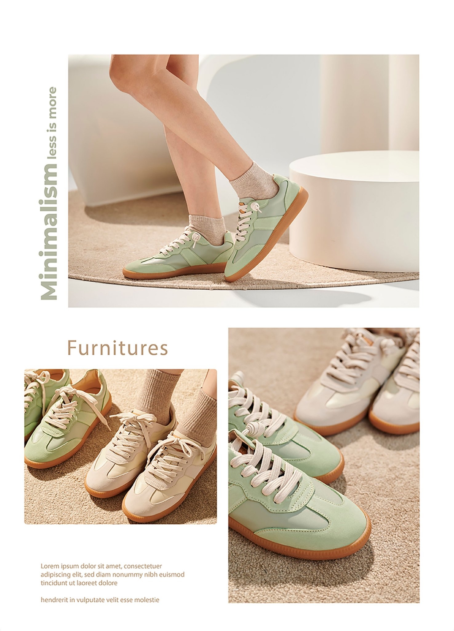 Sanly Joy 艾蜜莉真皮德訓鞋 薄荷綠與奶油杏配色 女生日常穿搭展示