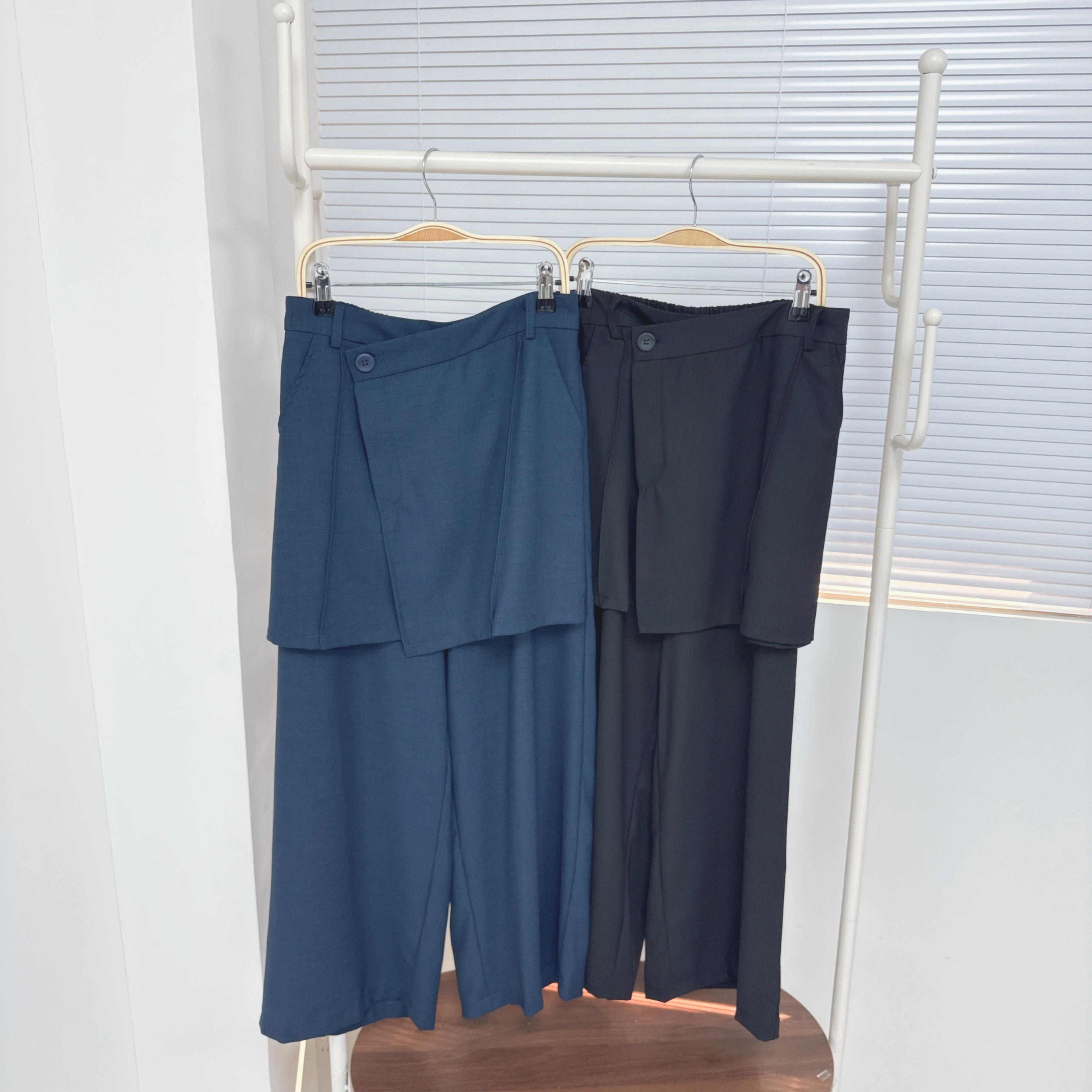 【廠家制】後橡筋腰假兩件闊褲 (K68-K69)