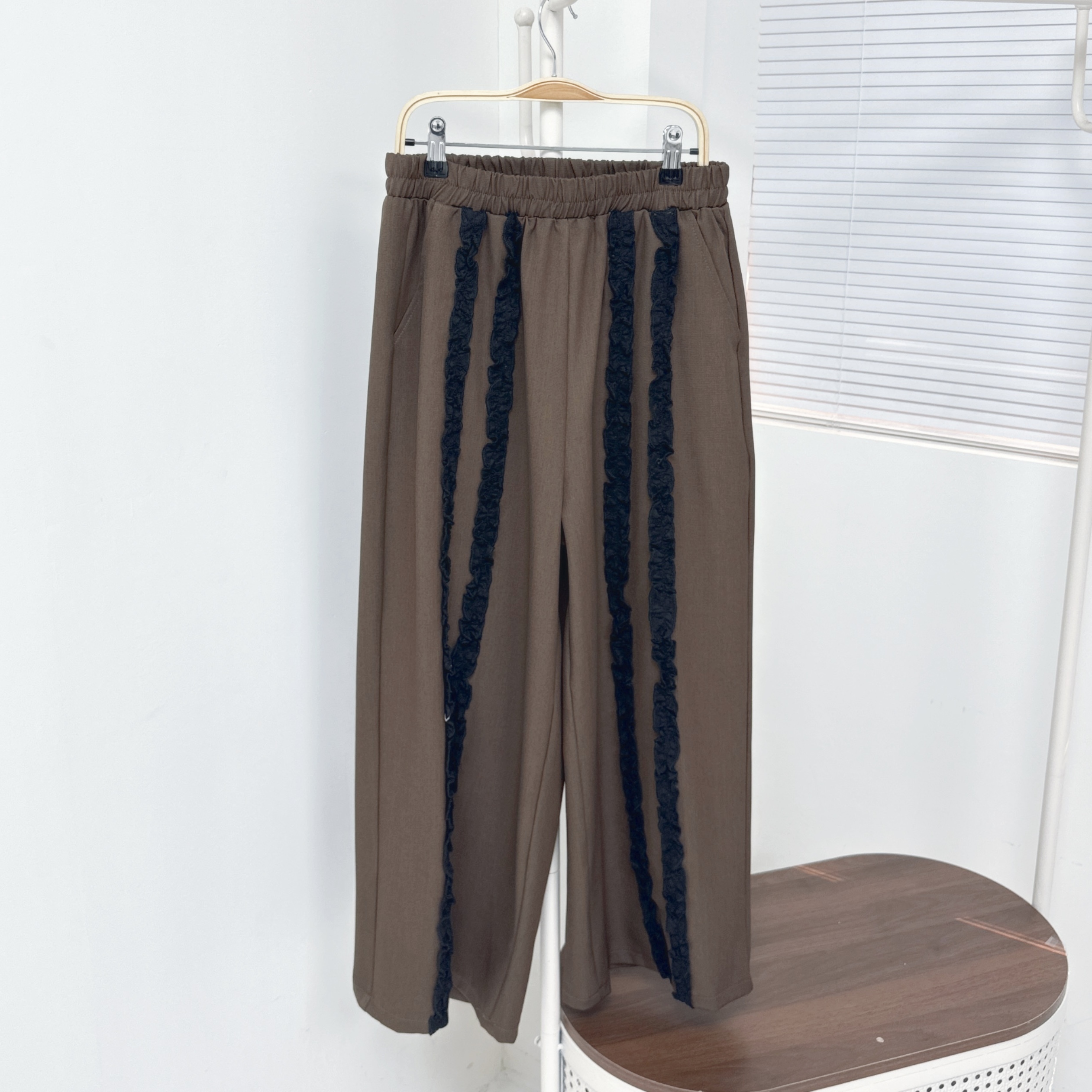 【廠家制】全橡筋腰車Lace邊西褲 (K50)