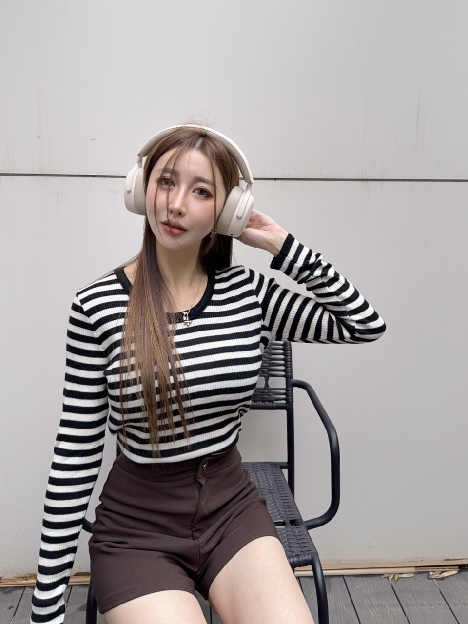 天絲棉坑條針織薄款衫