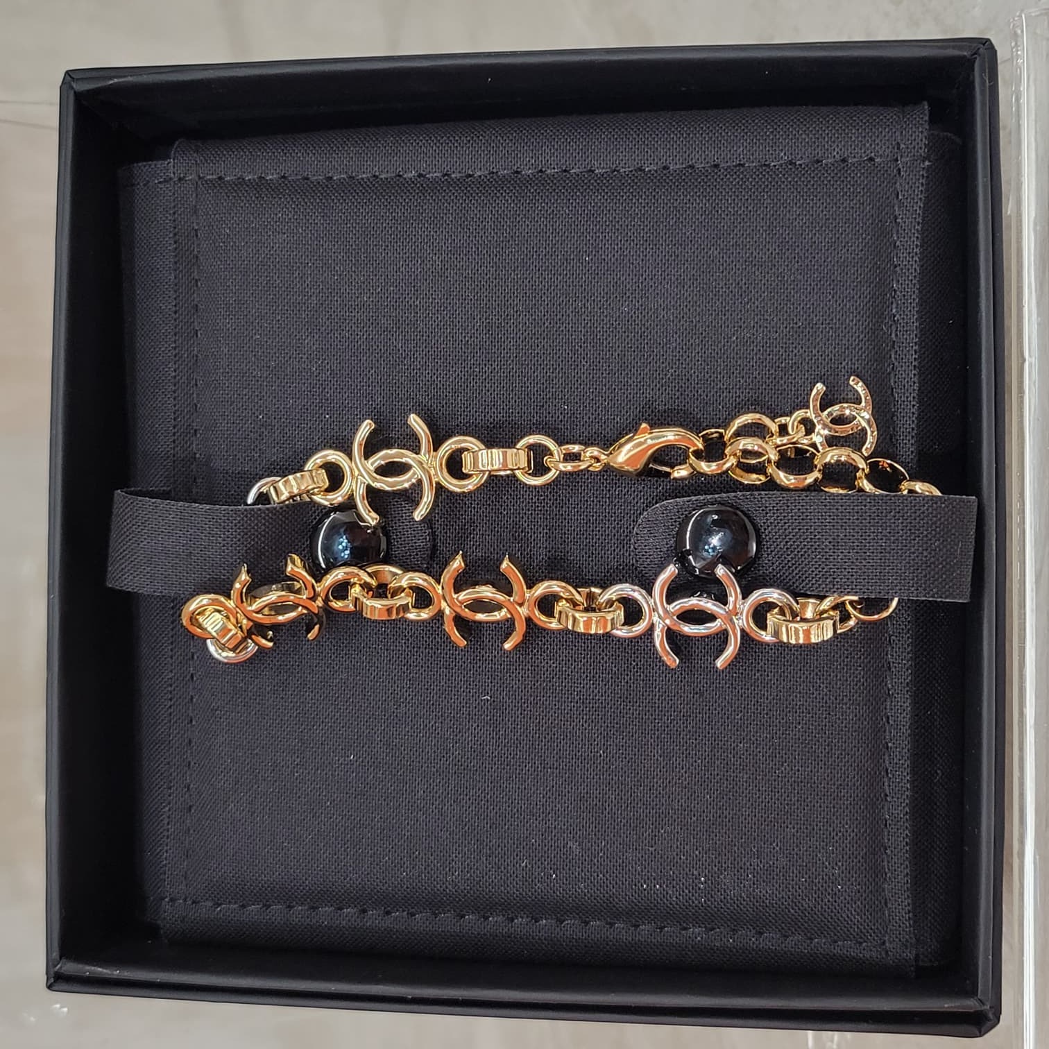 CHANEL ABH113 GOLD/SILVER BRACELET 21CM