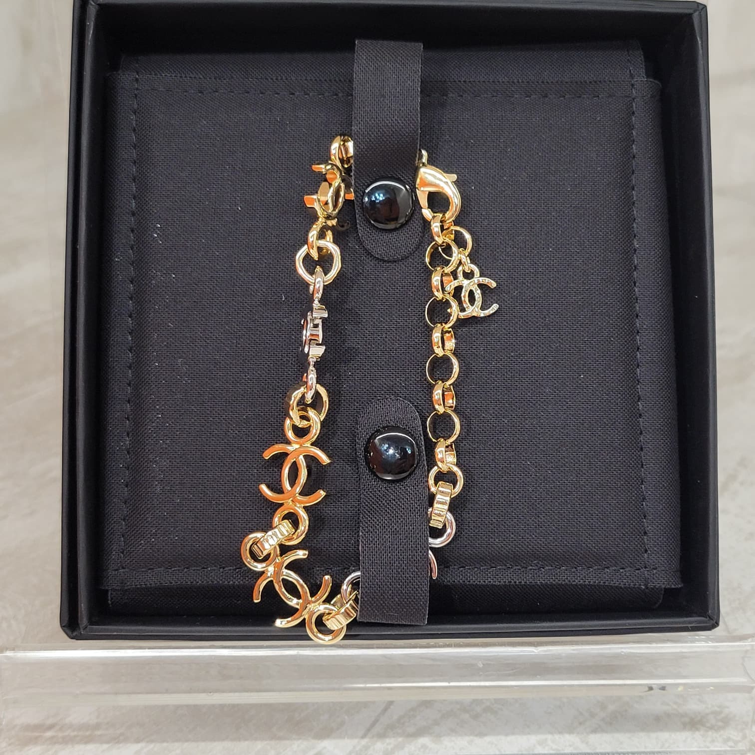 CHANEL ABH113 GOLD/SILVER BRACELET 21CM