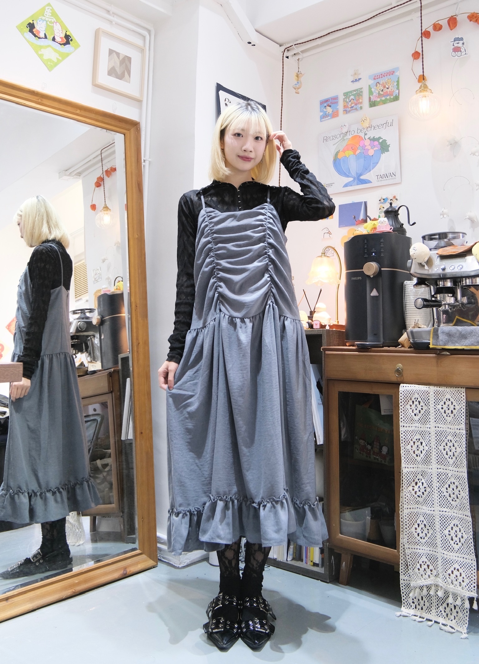 特別扣扣花紋高領Top