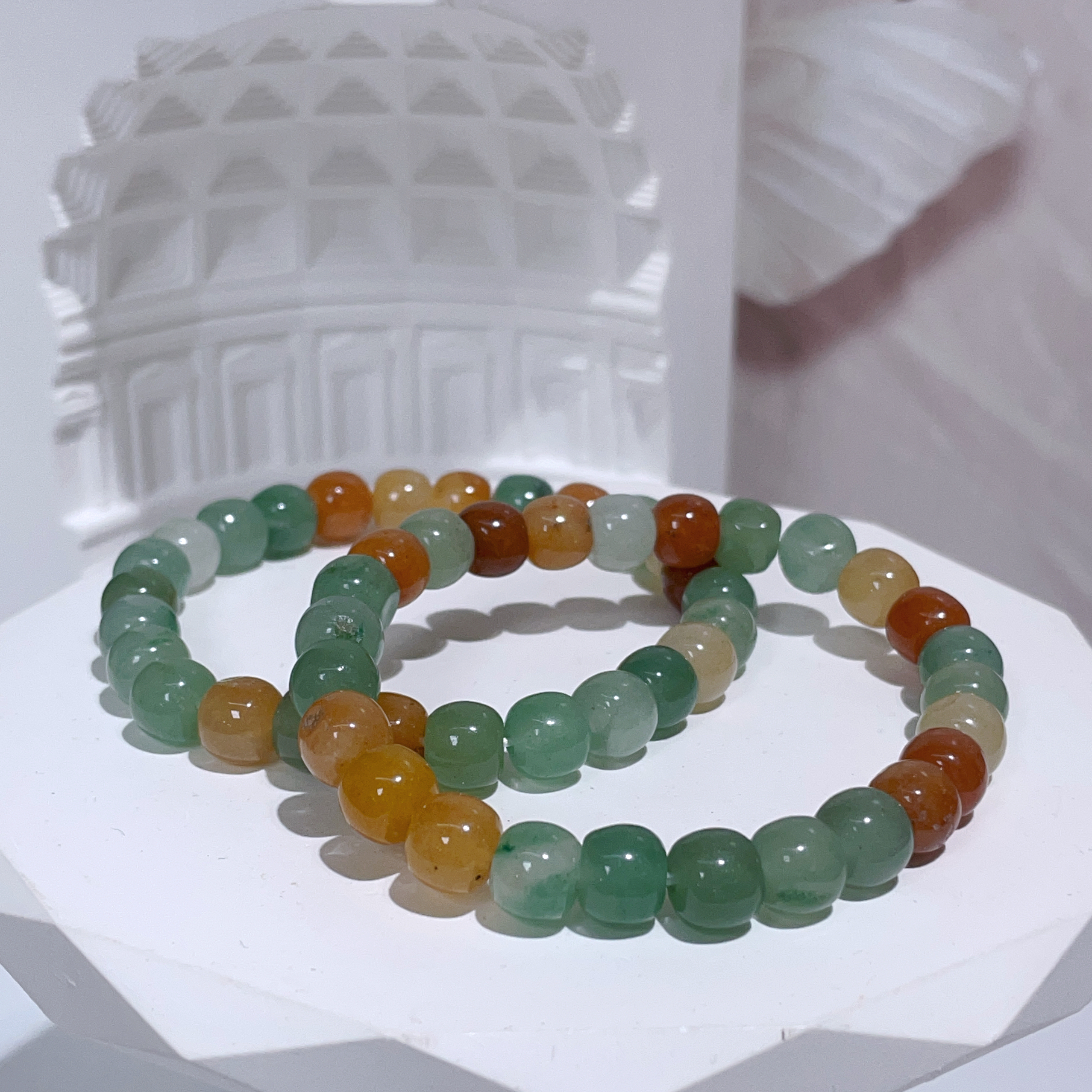 金絲東陵玉玉老型珠手串 8mm