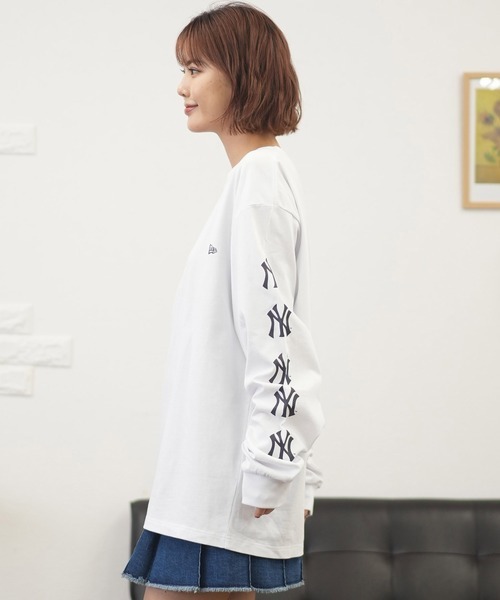 【預購】J0307602 　MLB　 女款全棉長袖T卹　14450339  白色