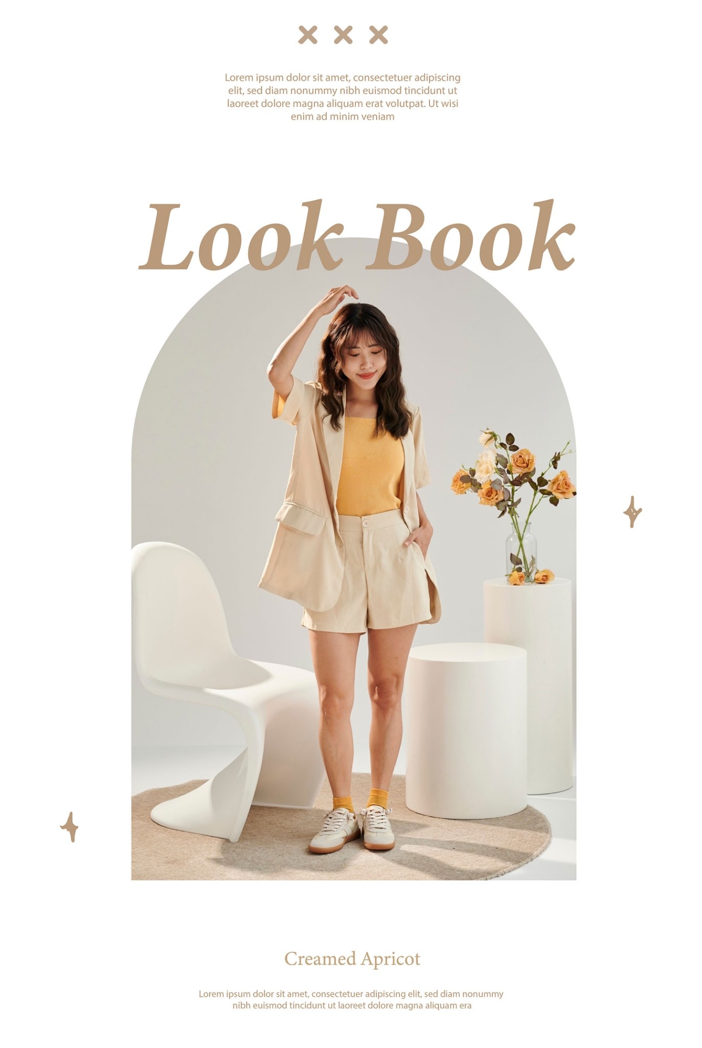 Sanly Joy 艾蜜莉真皮德訓鞋 奶油杏配色 女款復古訓練鞋 Lookbook 穿搭展示