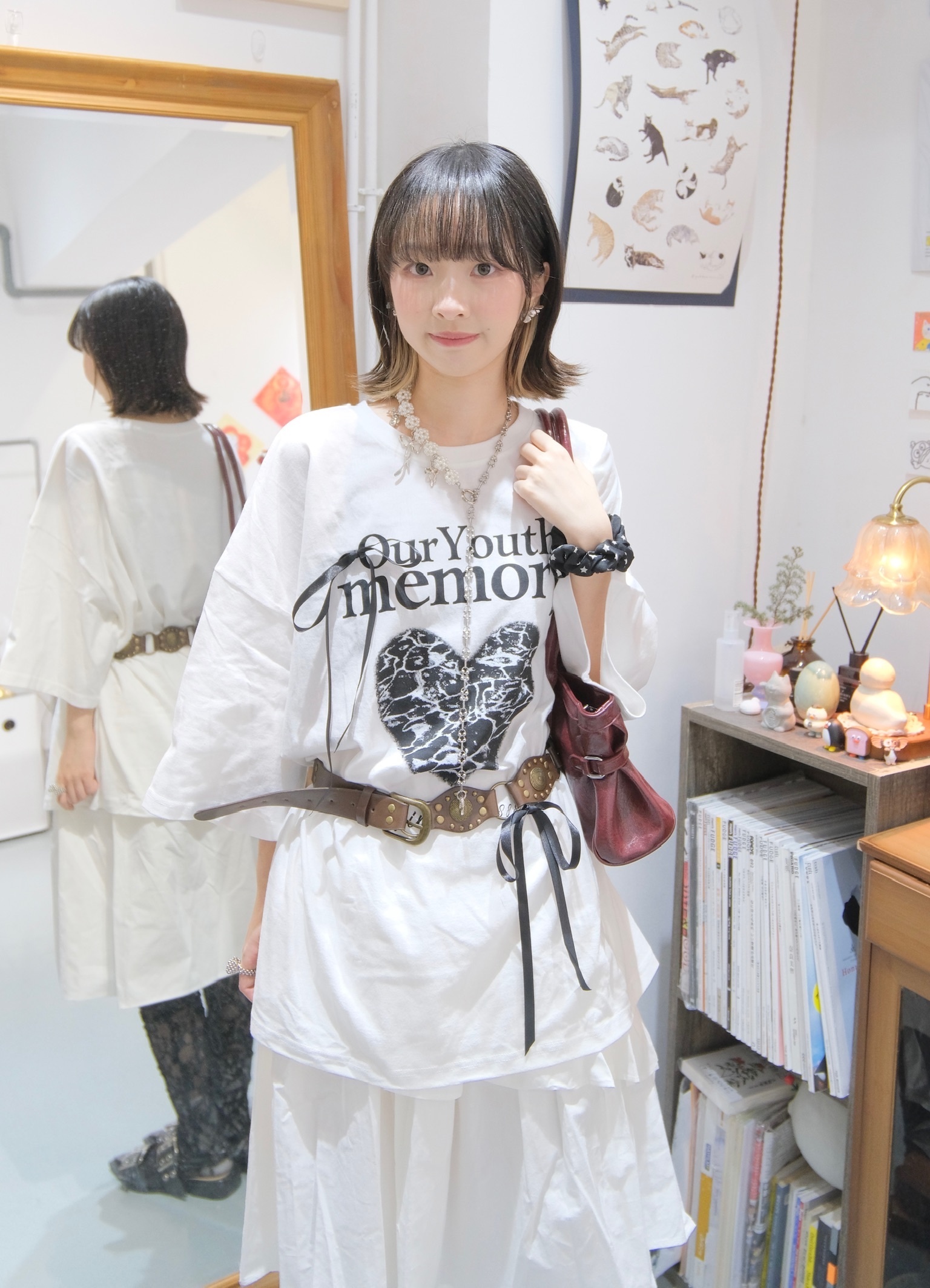 心心Ribbon oversize top