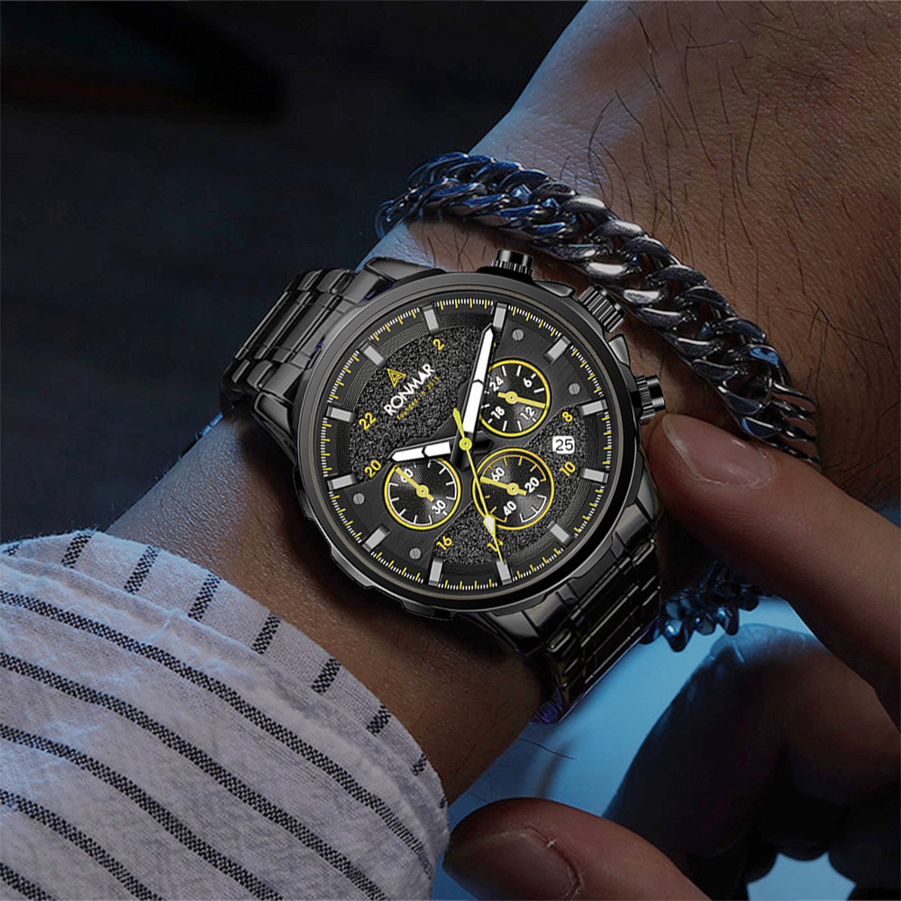 【RONMAR羅馬】疾風系列 RMGL02O2/RMGL02L2 三眼 計時 夜光指針刻度 日期顯示 鐳雕錶蓋 不鏽鋼 石英 手錶