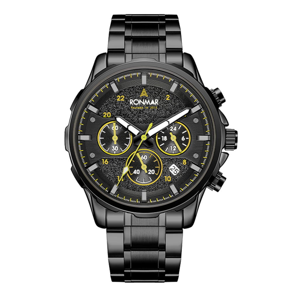 【RONMAR羅馬】疾風系列 RMGL02O2/RMGL02L2 三眼 計時 夜光指針刻度 日期顯示 鐳雕錶蓋 不鏽鋼 石英 手錶