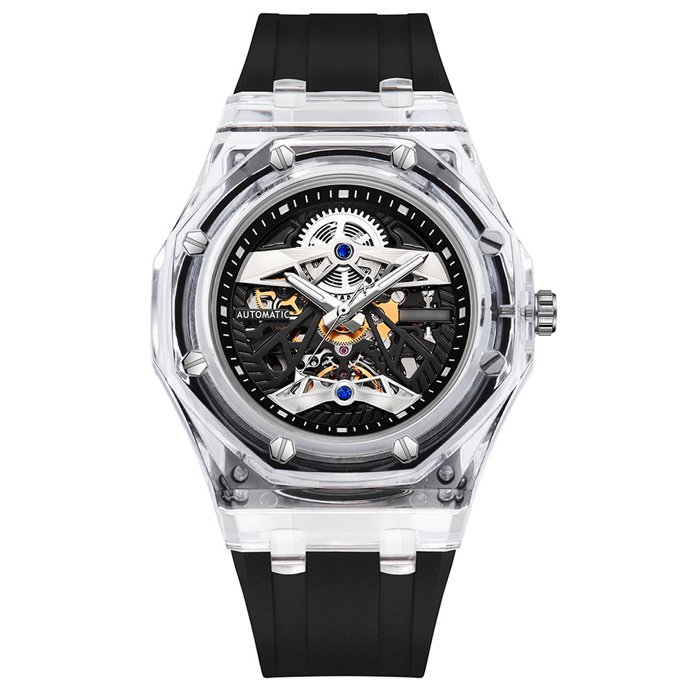 【RONMAR羅馬】冰川系列 八角形 高透光透明 機械 手錶