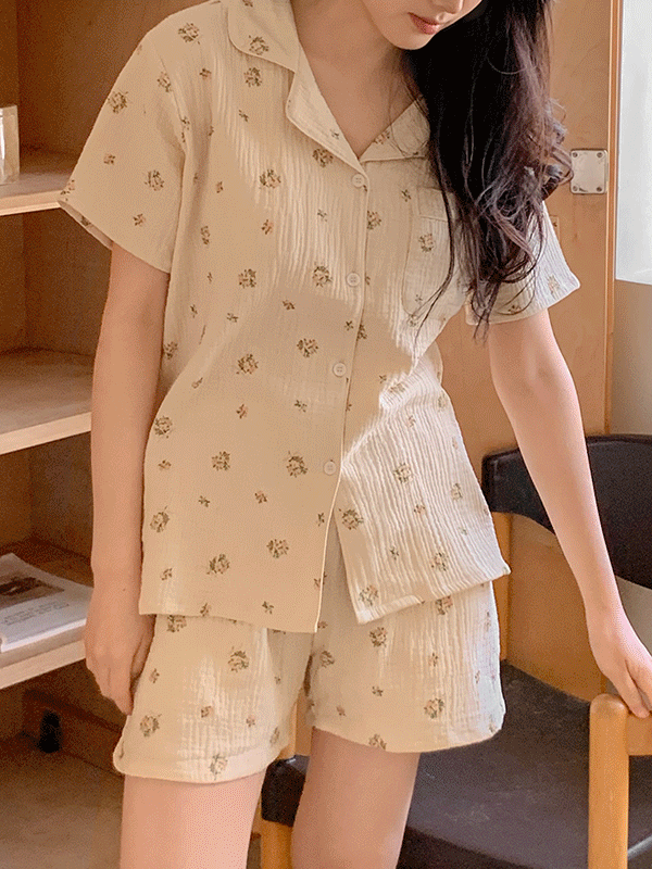 Juuneedu｜[短袖睡衣] Ribbon Pajamas [2 colors]