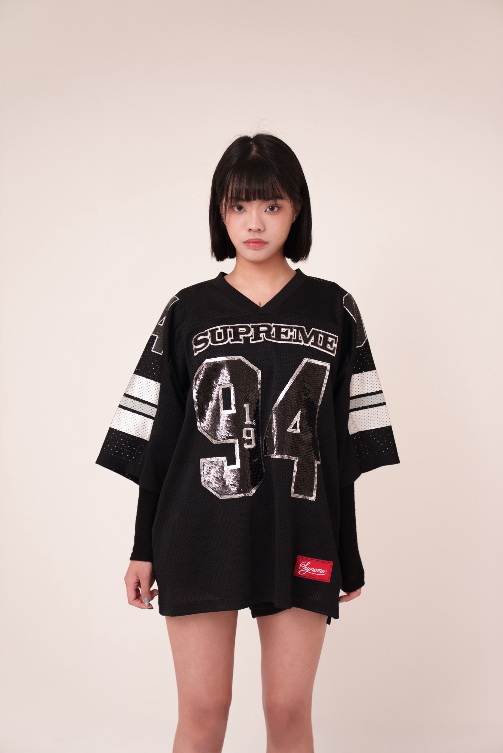 【Focus Store】現貨秒發 Supreme FW25 Week5 Sequin Football Jersey 黑色 亮片足球球衣